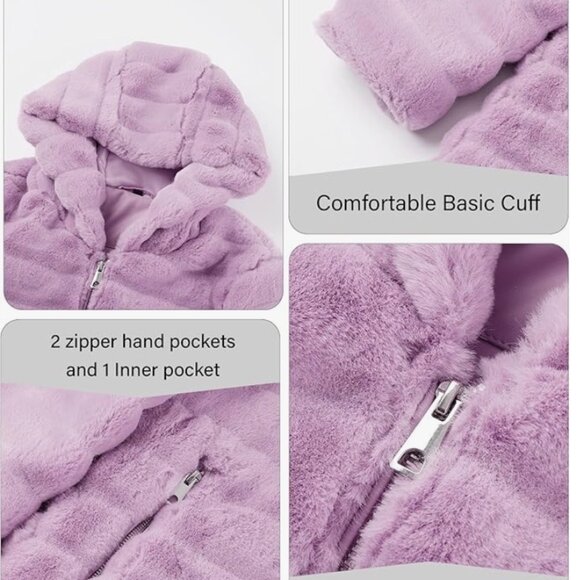 RISISSIDA Women Long Faux Fur Hooded Coat XXL - Picture 4 of 7